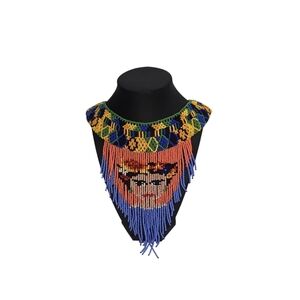 Handmade Huichol Beaded Necklace Frida Kahlo Mexican Folk Art Jewelry